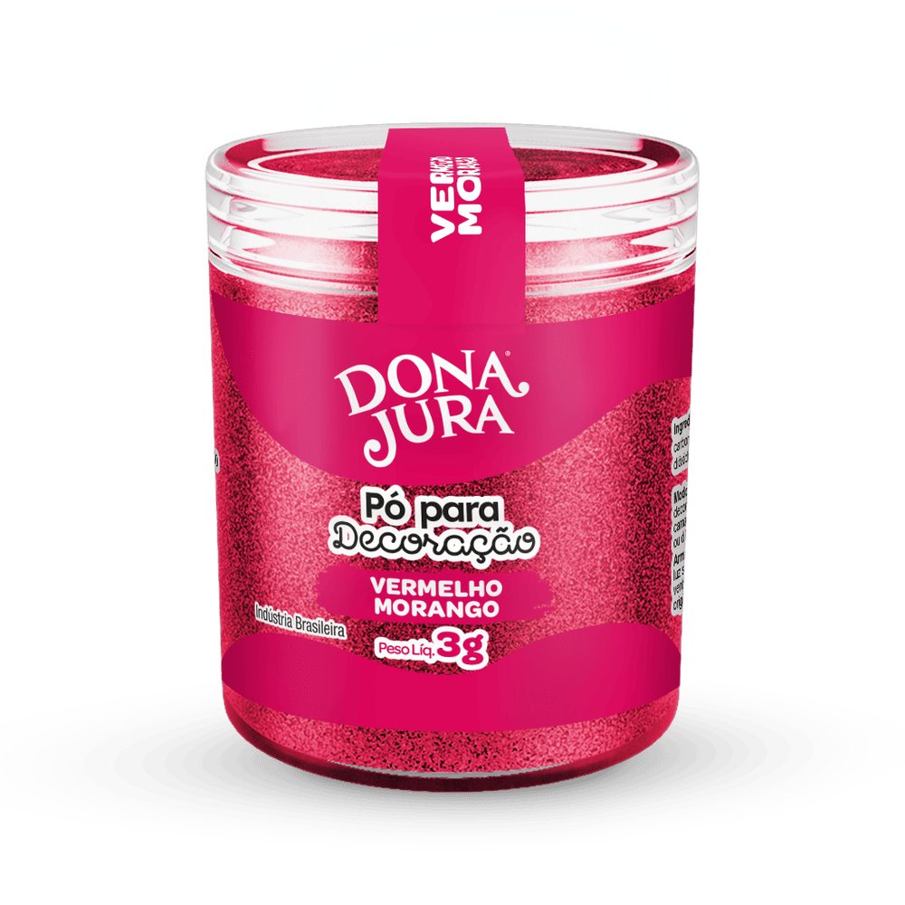 Pó para Decoração Vermelho Morango 3g